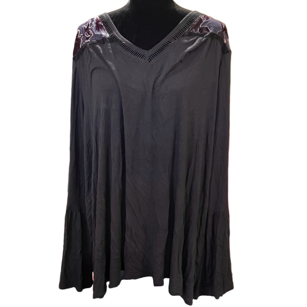 Avenue Bell Sleeved Blouse Floral Velvet Sheer Size 26/28